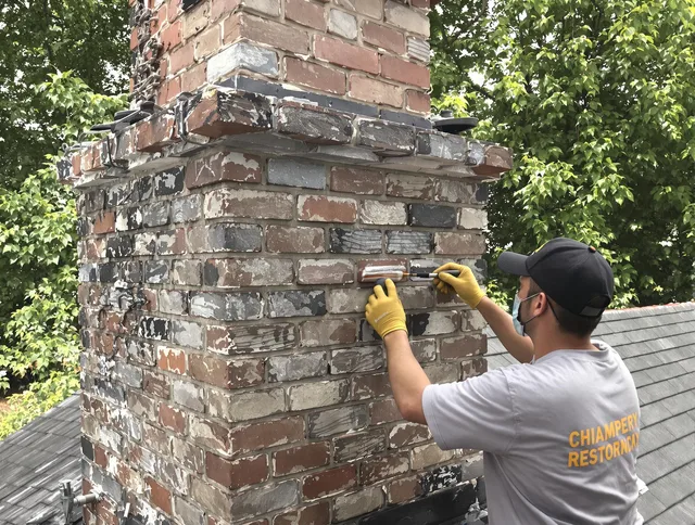 In-progress chimney restoration by Norwell Chimney Sweep in Norwell, MA